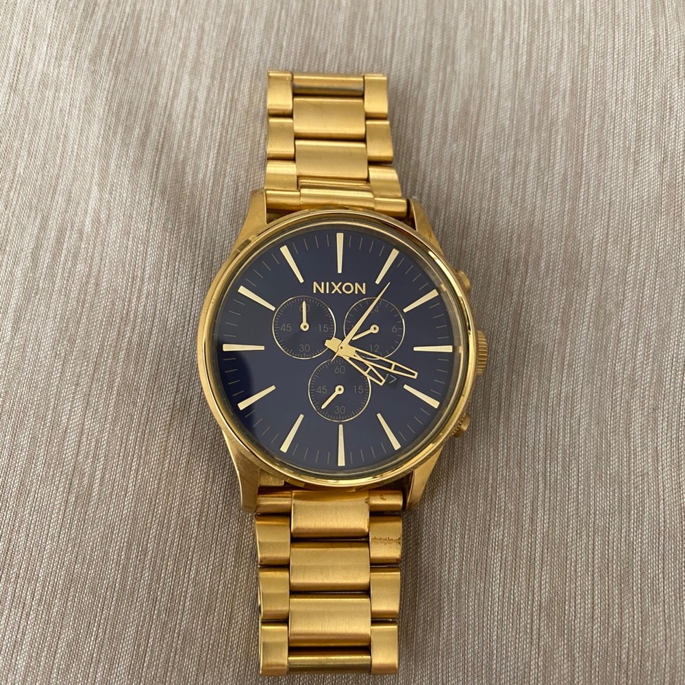 Nixon Sentry Chrono Watch Gold/ Blue Sunray